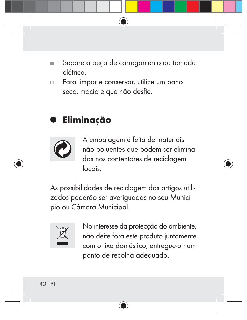 Eliminação | Livarno Z31330-BS User Manual | Page 40 / 65