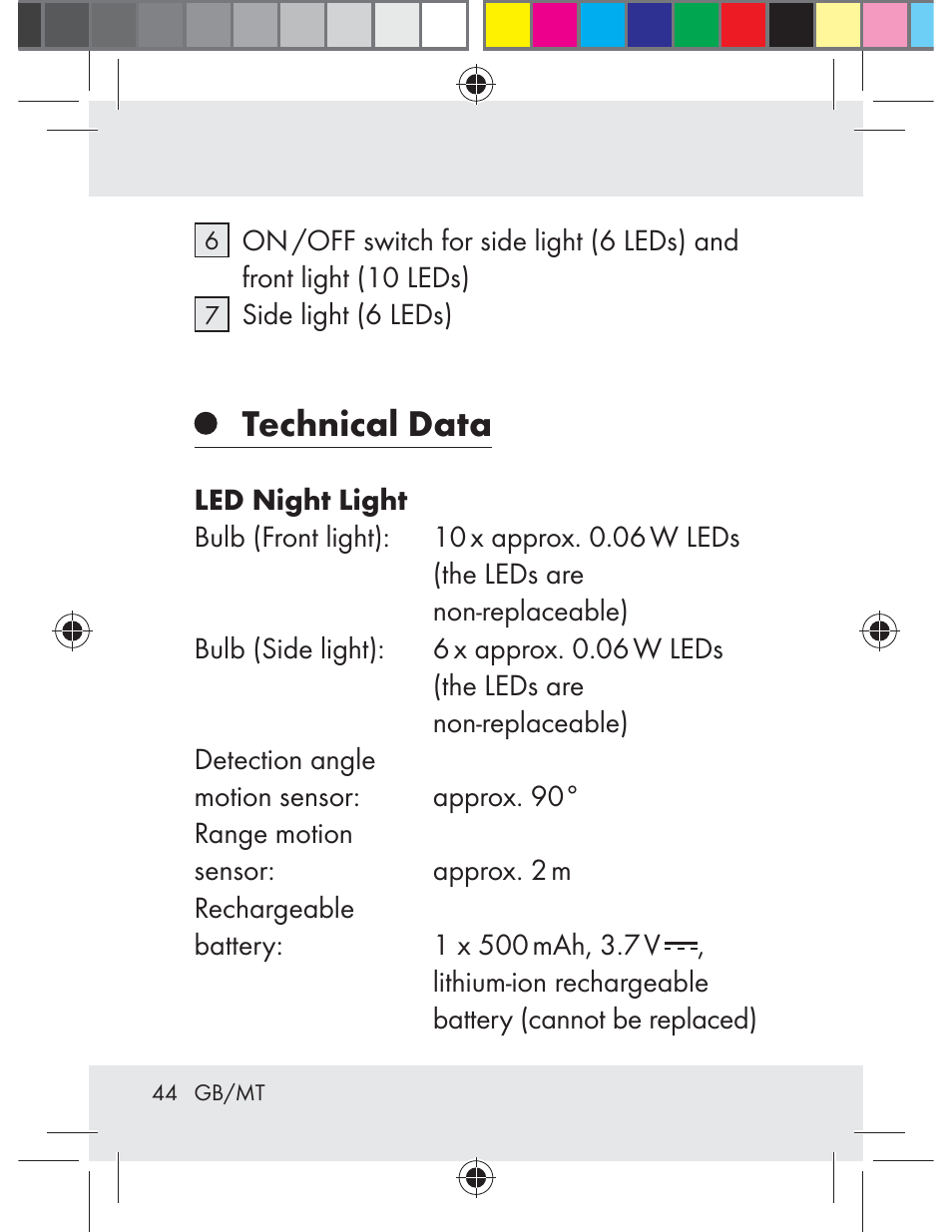 Technical data | Livarno Z31330-BS User Manual | Page 44 / 65