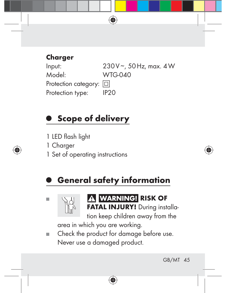 Scope of delivery, General safety information | Livarno Z31330-BS User Manual | Page 45 / 65