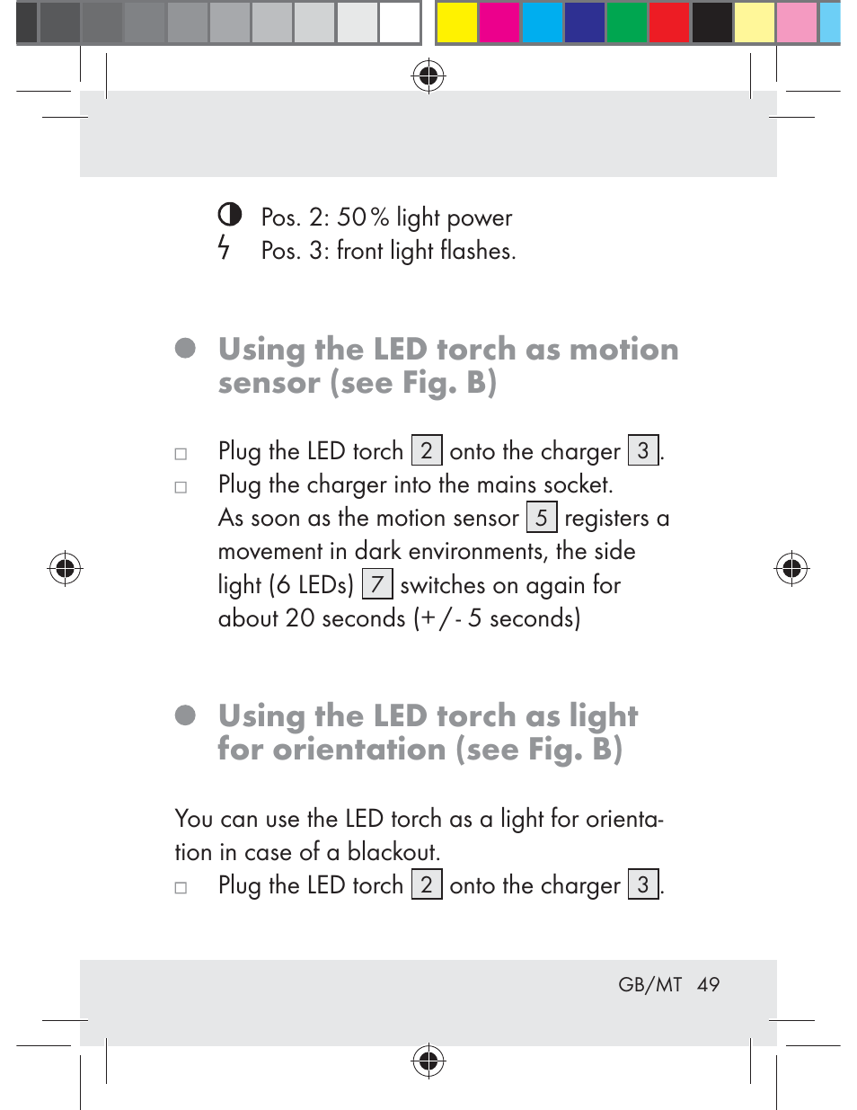 Using the led torch as motion sensor (see fig. b) | Livarno Z31330-BS User Manual | Page 49 / 65