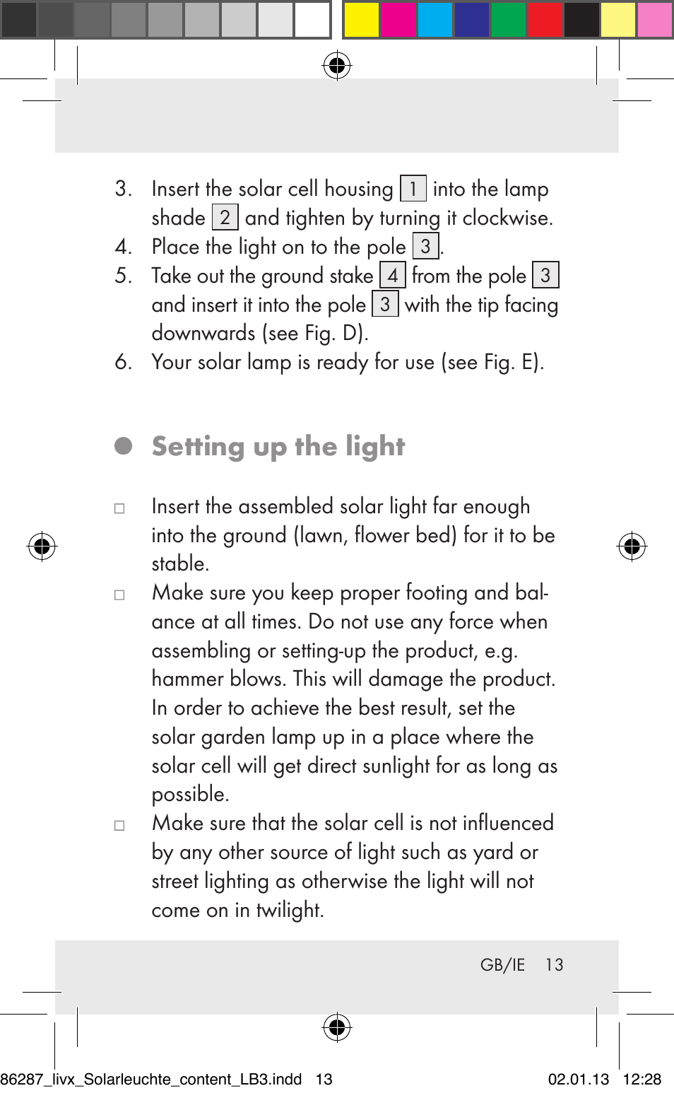 Setting up the light | Livarno Z31390 User Manual | Page 13 / 19