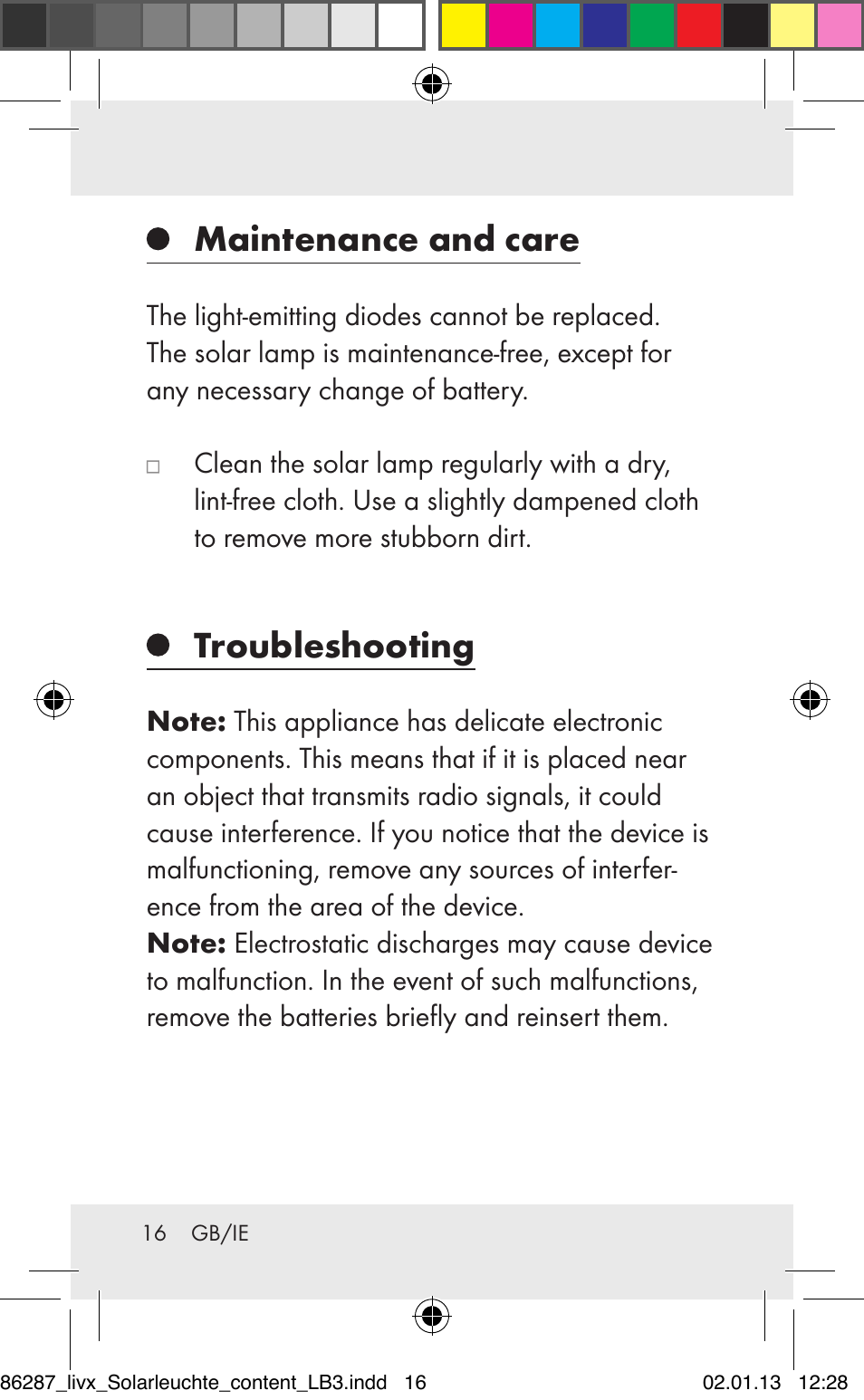 Maintenance and care, Troubleshooting | Livarno Z31390 User Manual | Page 16 / 19