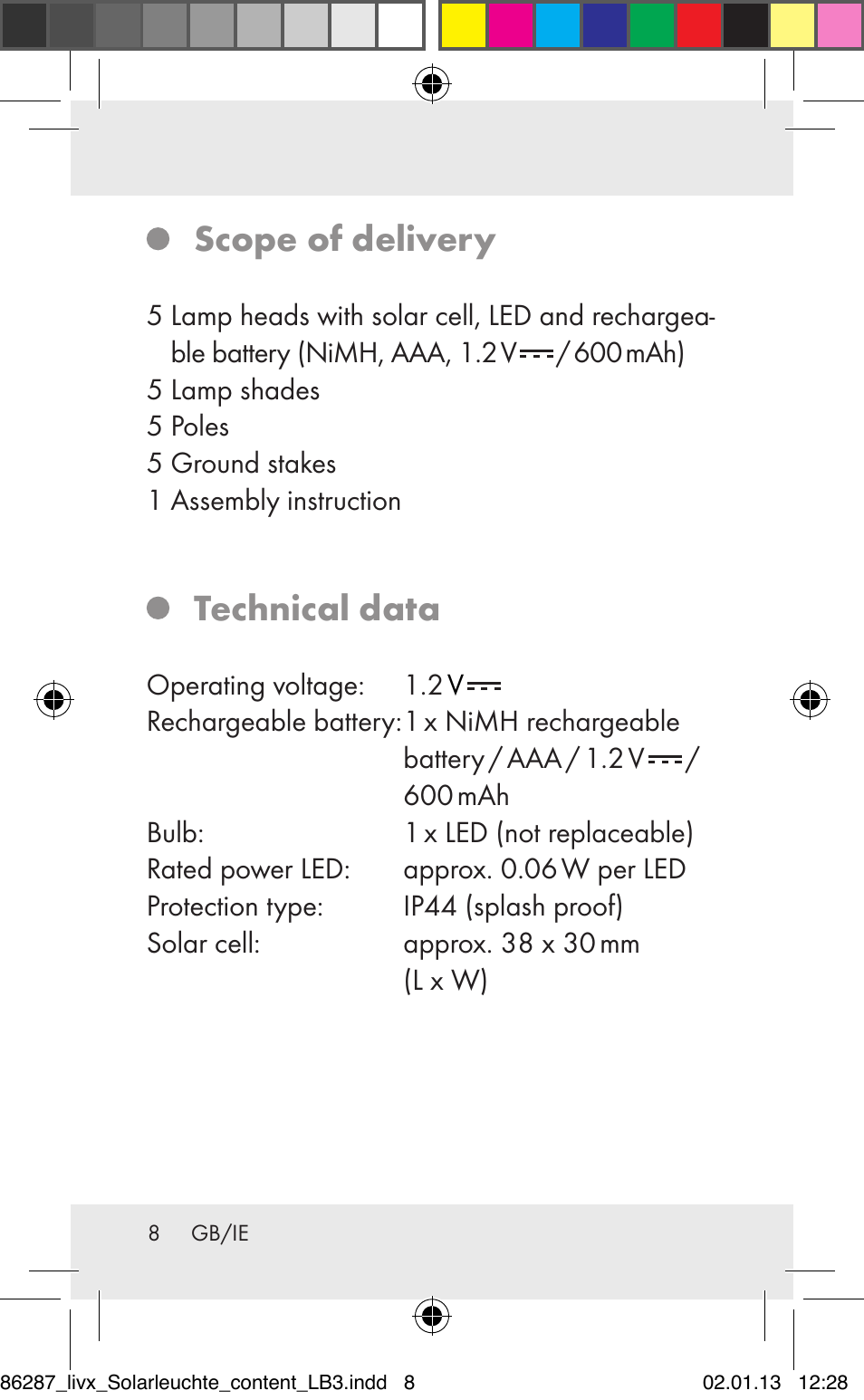 Scope of delivery, Technical data | Livarno Z31390 User Manual | Page 8 / 19