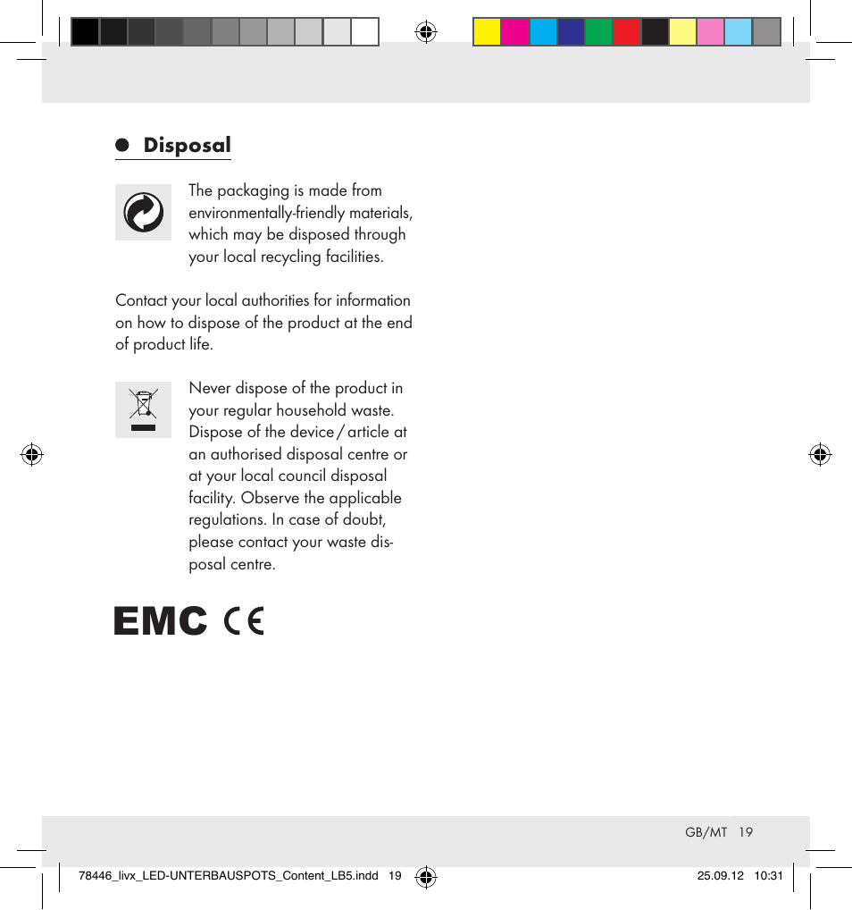 Disposal | Livarno Z31357-BS User Manual | Page 19 / 24