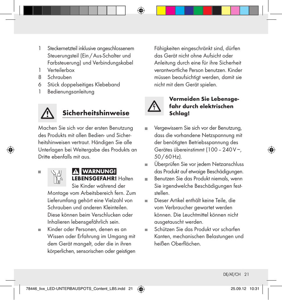 Sicherheitshinweise | Livarno Z31357-BS User Manual | Page 21 / 24