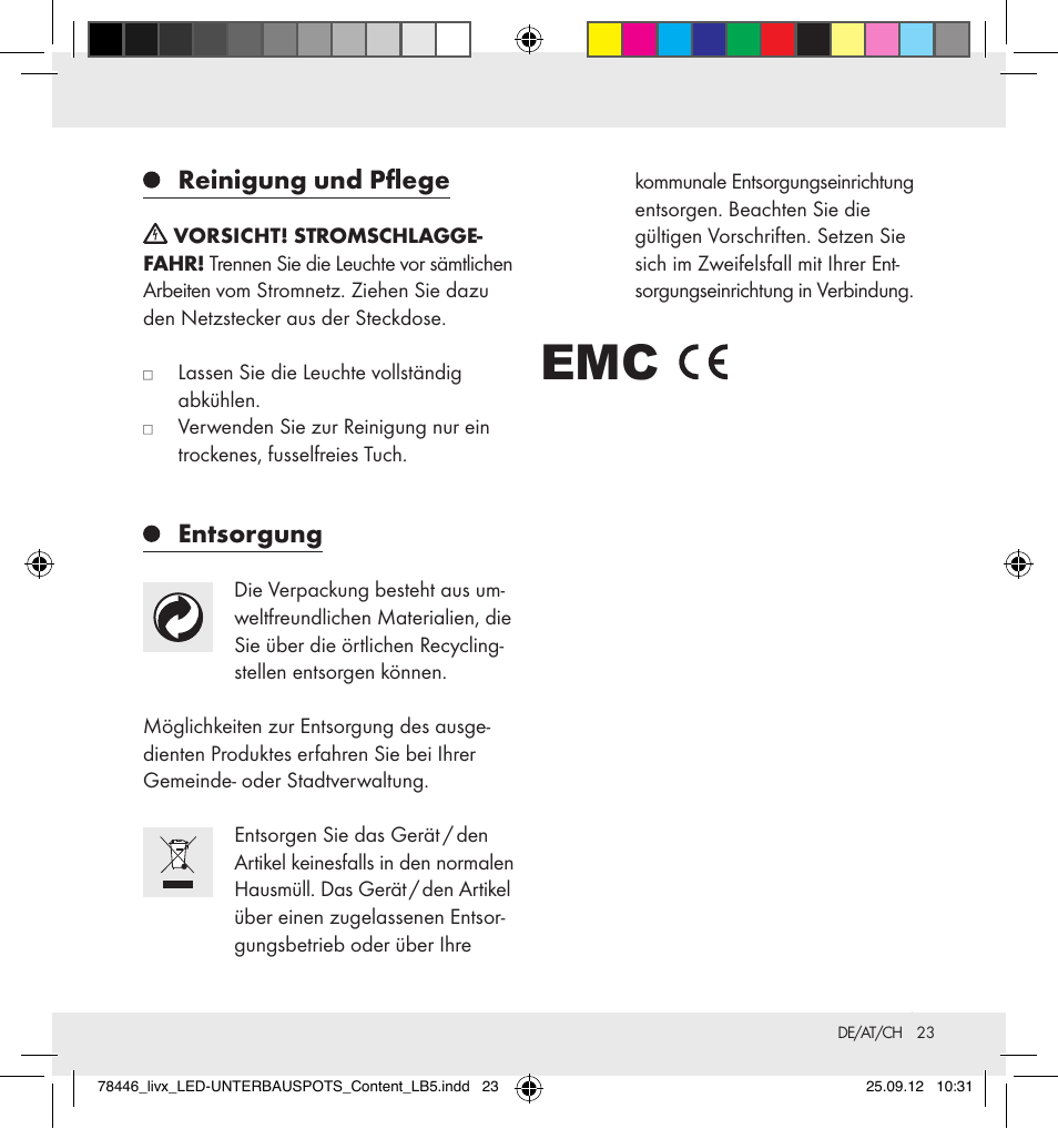 Reinigung und pflege, Entsorgung | Livarno Z31357-BS User Manual | Page 23 / 24