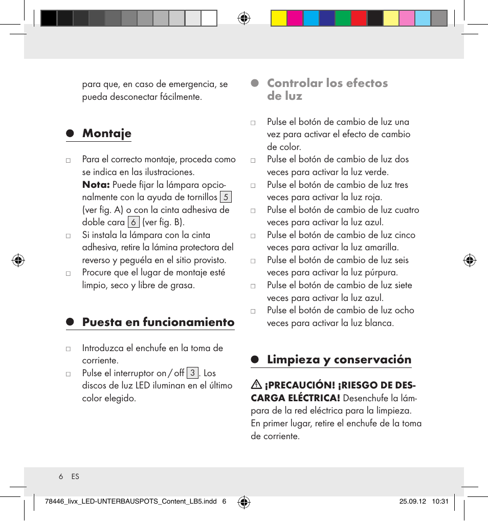 Montaje, Puesta en funcionamiento, Controlar los efectos de luz | Limpieza y conservación | Livarno Z31357-BS User Manual | Page 6 / 24