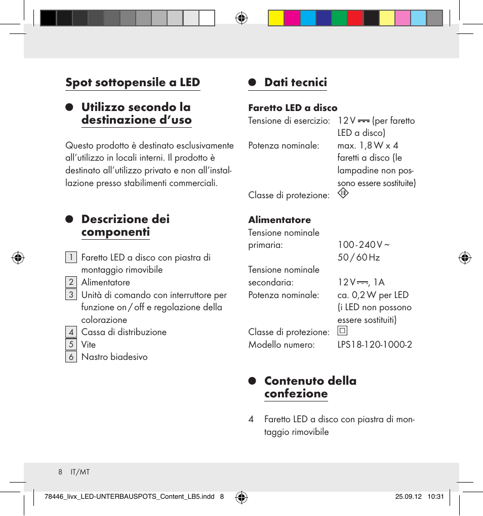 Descrizione dei componenti, Dati tecnici, Contenuto della confezione | Livarno Z31357-BS User Manual | Page 8 / 24