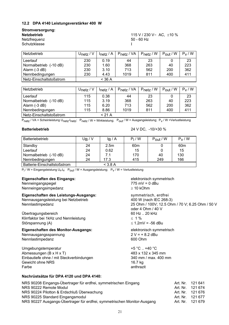 Dynacord DPA 4120 User Manual | Page 21 / 72