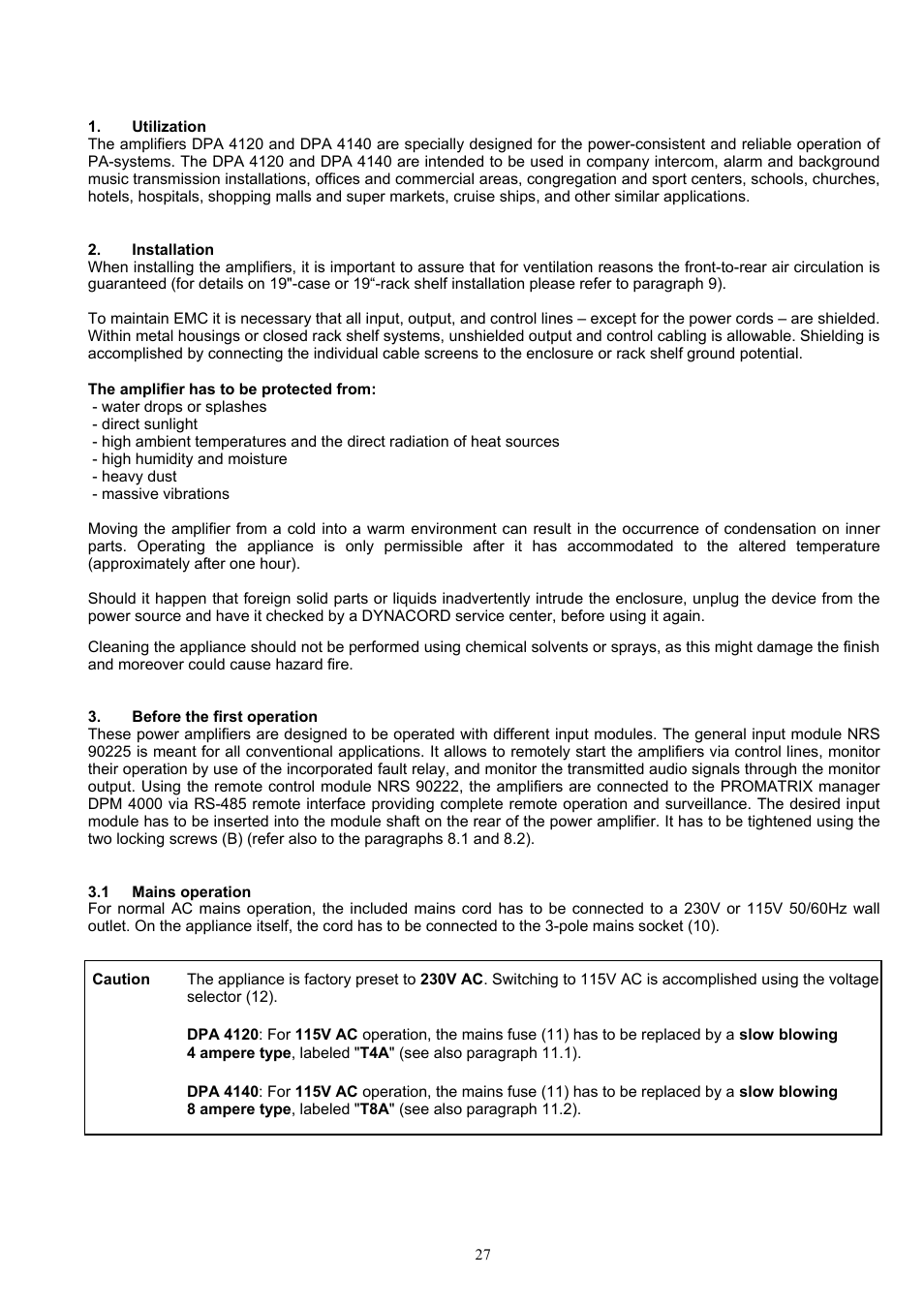 Dynacord DPA 4120 User Manual | Page 27 / 72