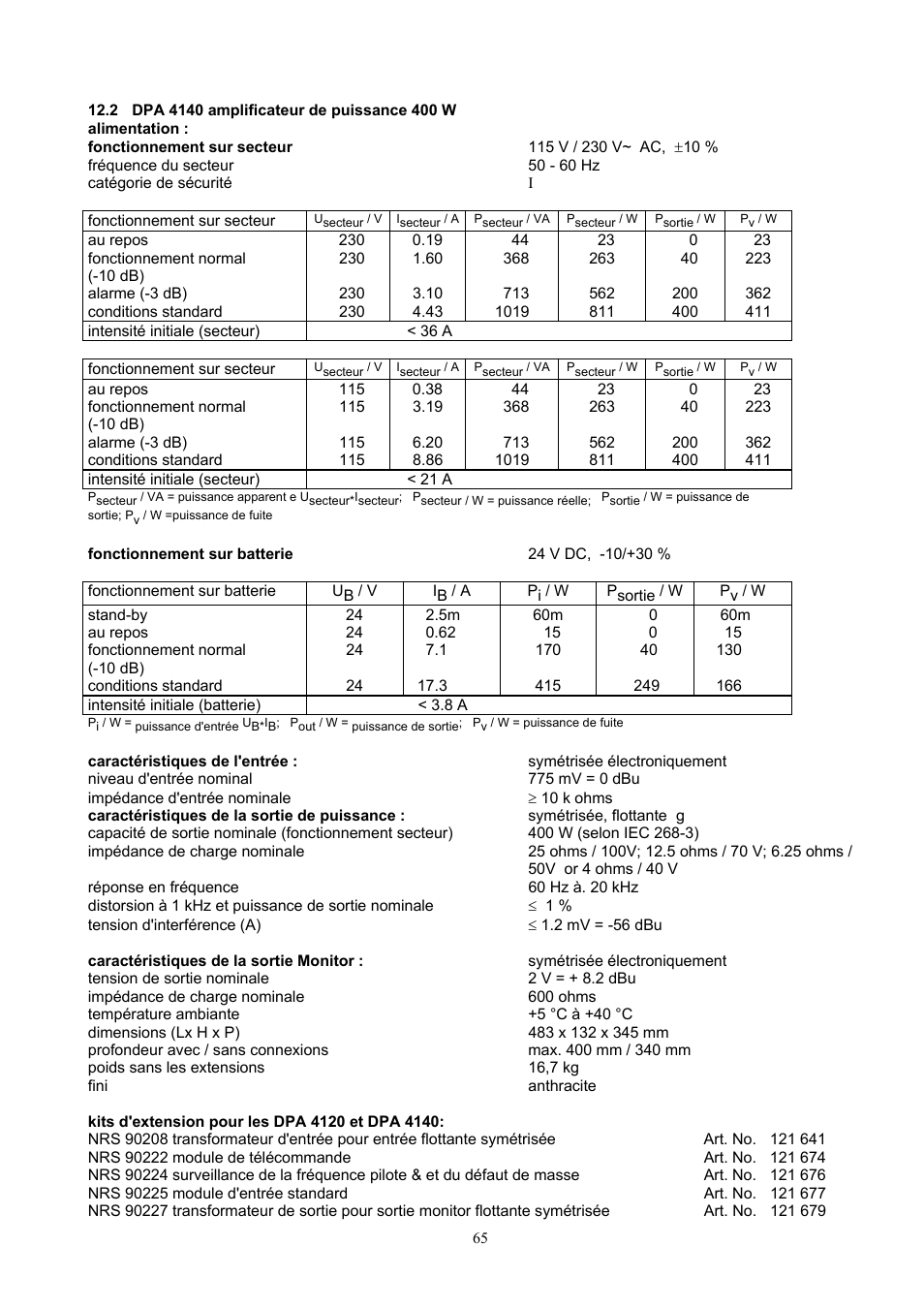 Dynacord DPA 4120 User Manual | Page 65 / 72