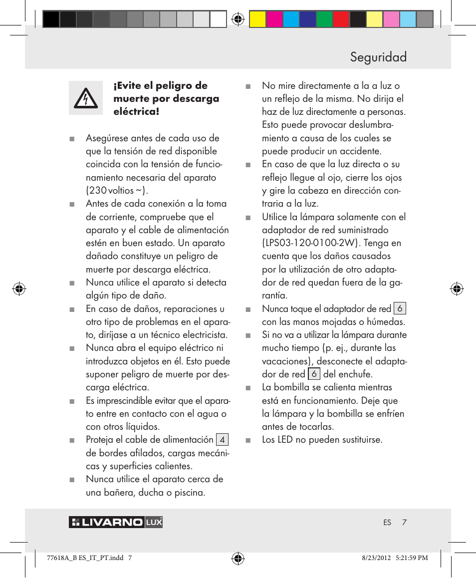 Seguridad | Livarno Z31303A-BS Z31303B-BS User Manual | Page 7 / 34