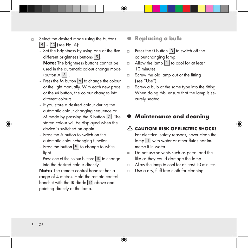 Replacing a bulb, Maintenance and cleaning | Livarno Z31336 User Manual | Page 8 / 16