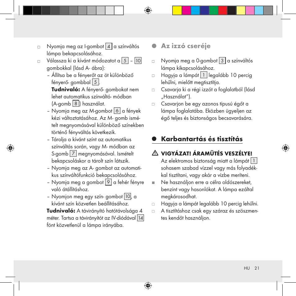 Az izzó cseréje, Karbantartás és tisztítás | Livarno Z31336 User Manual | Page 21 / 47