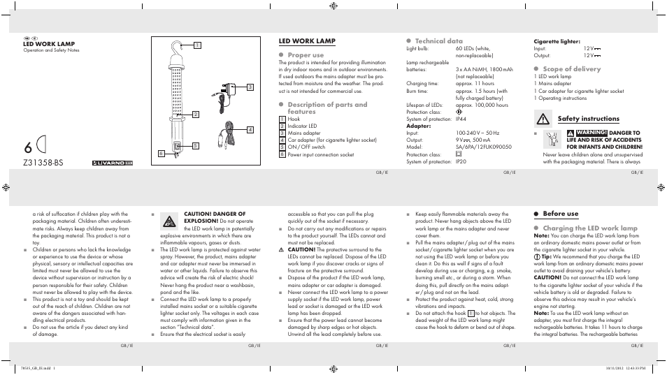 Livarno Z31358-BS User Manual | 2 pages