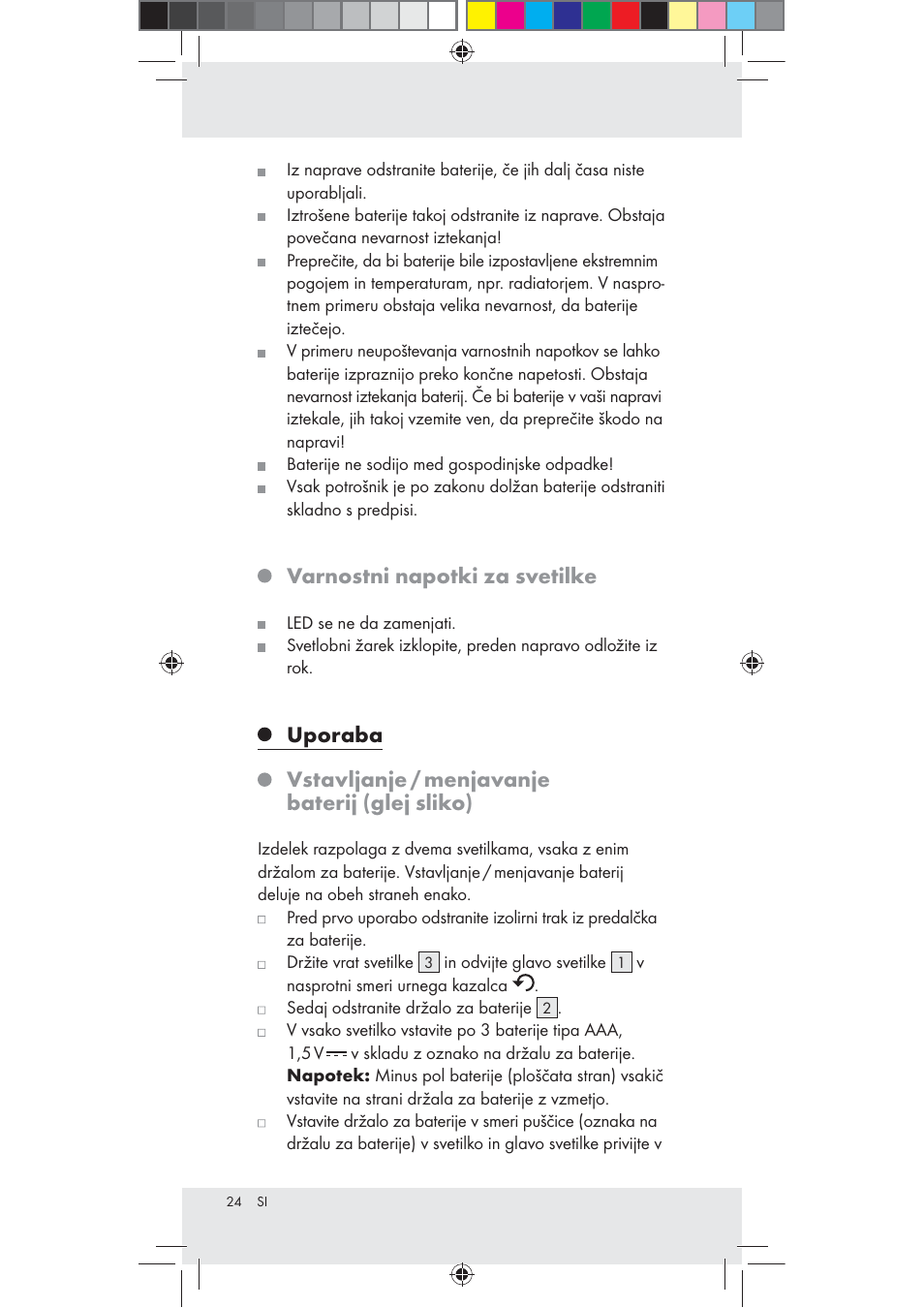 Varnostni napotki za svetilke | Livarno Z31240 User Manual | Page 24 / 46