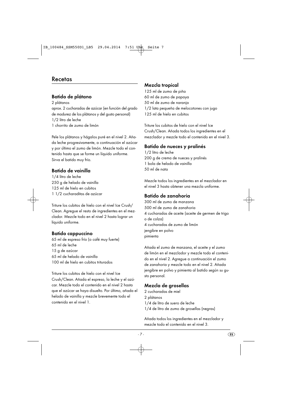 Recetas | Silvercrest SSM 550 D1 User Manual | Page 10 / 63