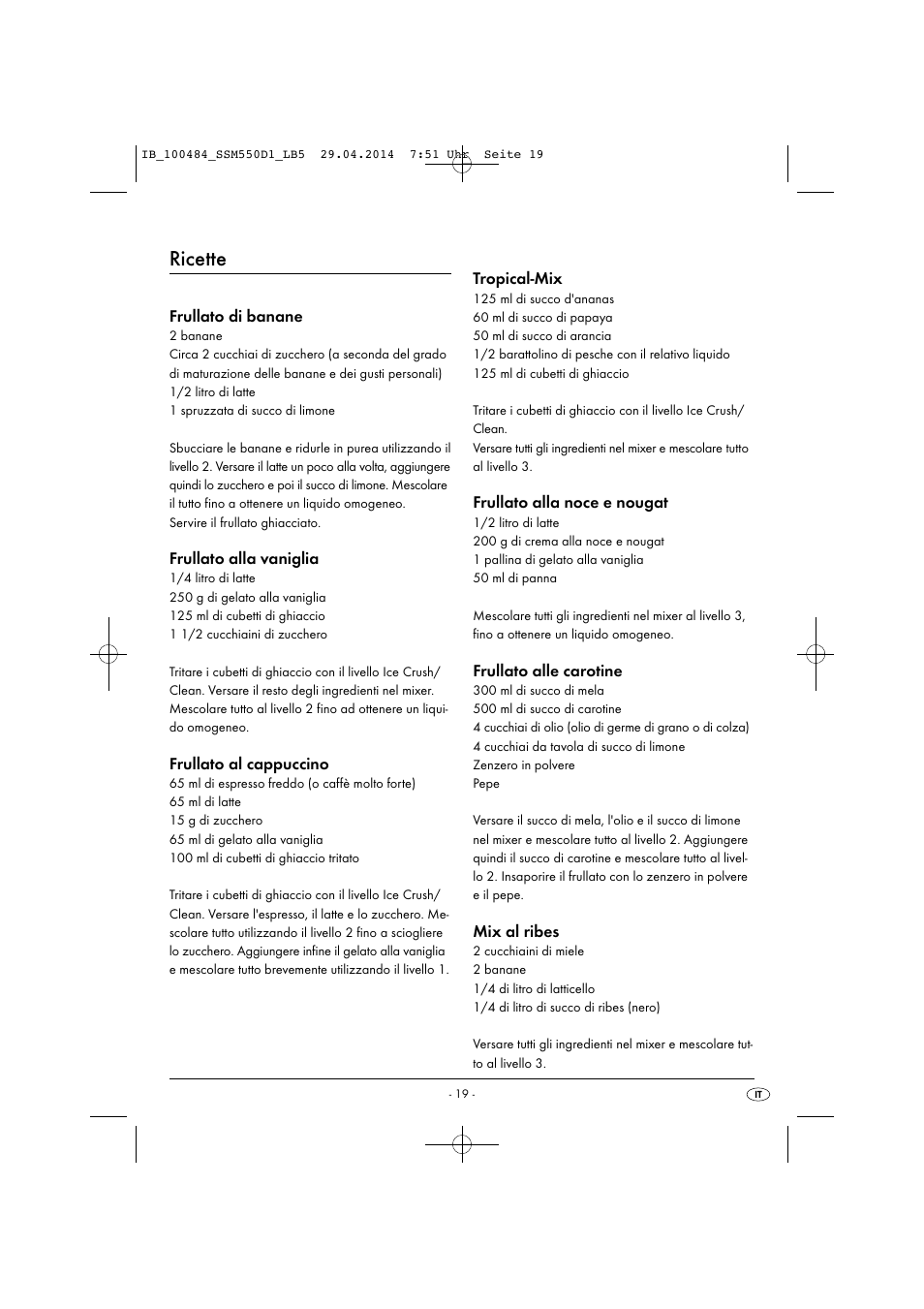 Ricette | Silvercrest SSM 550 D1 User Manual | Page 22 / 63