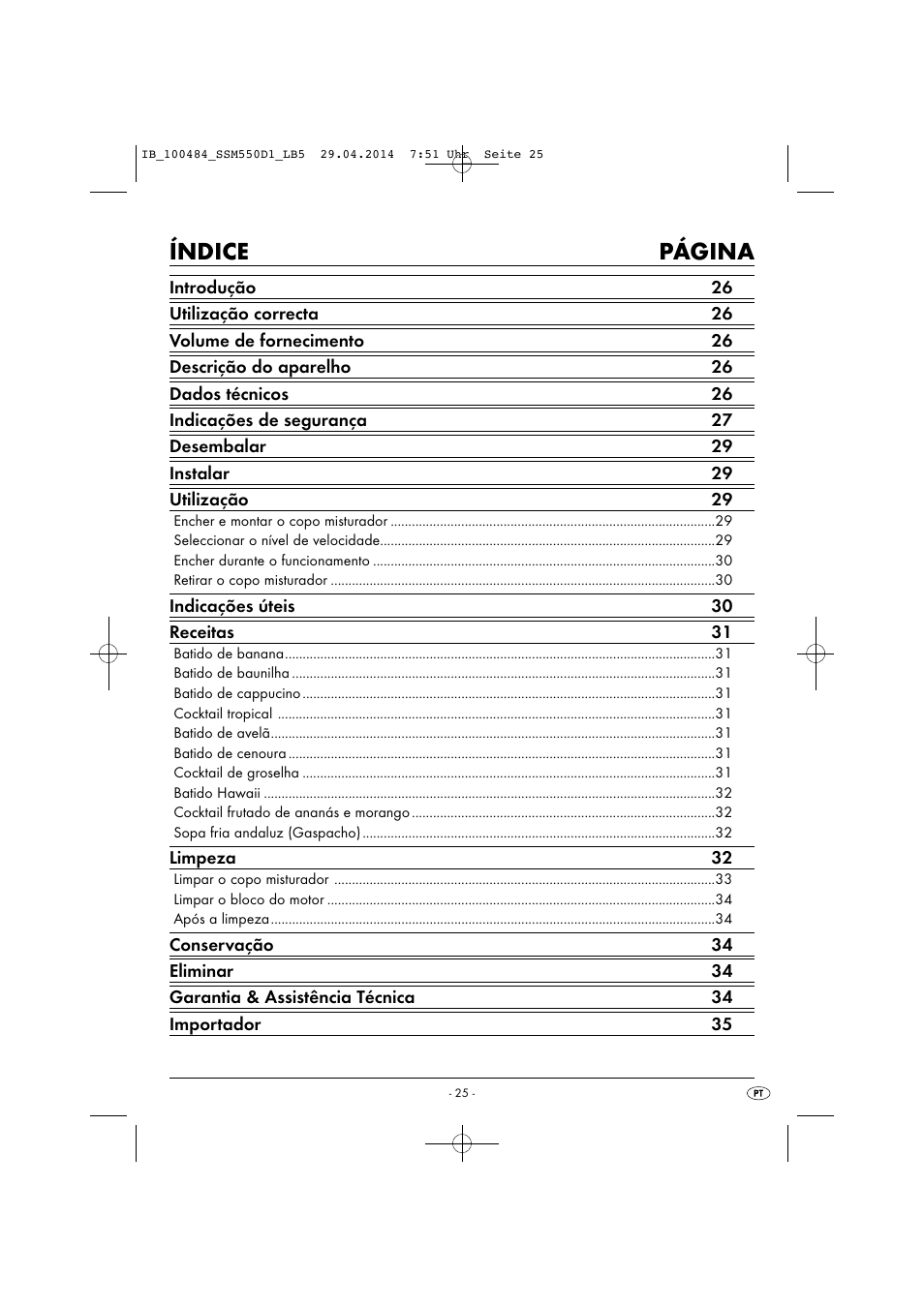 Índice página | Silvercrest SSM 550 D1 User Manual | Page 28 / 63