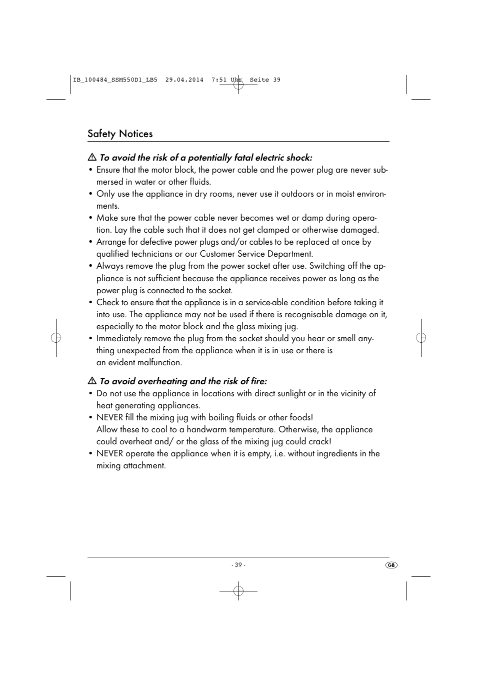 Safety notices | Silvercrest SSM 550 D1 User Manual | Page 42 / 63
