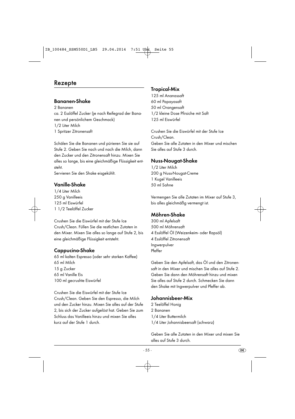 Rezepte | Silvercrest SSM 550 D1 User Manual | Page 58 / 63