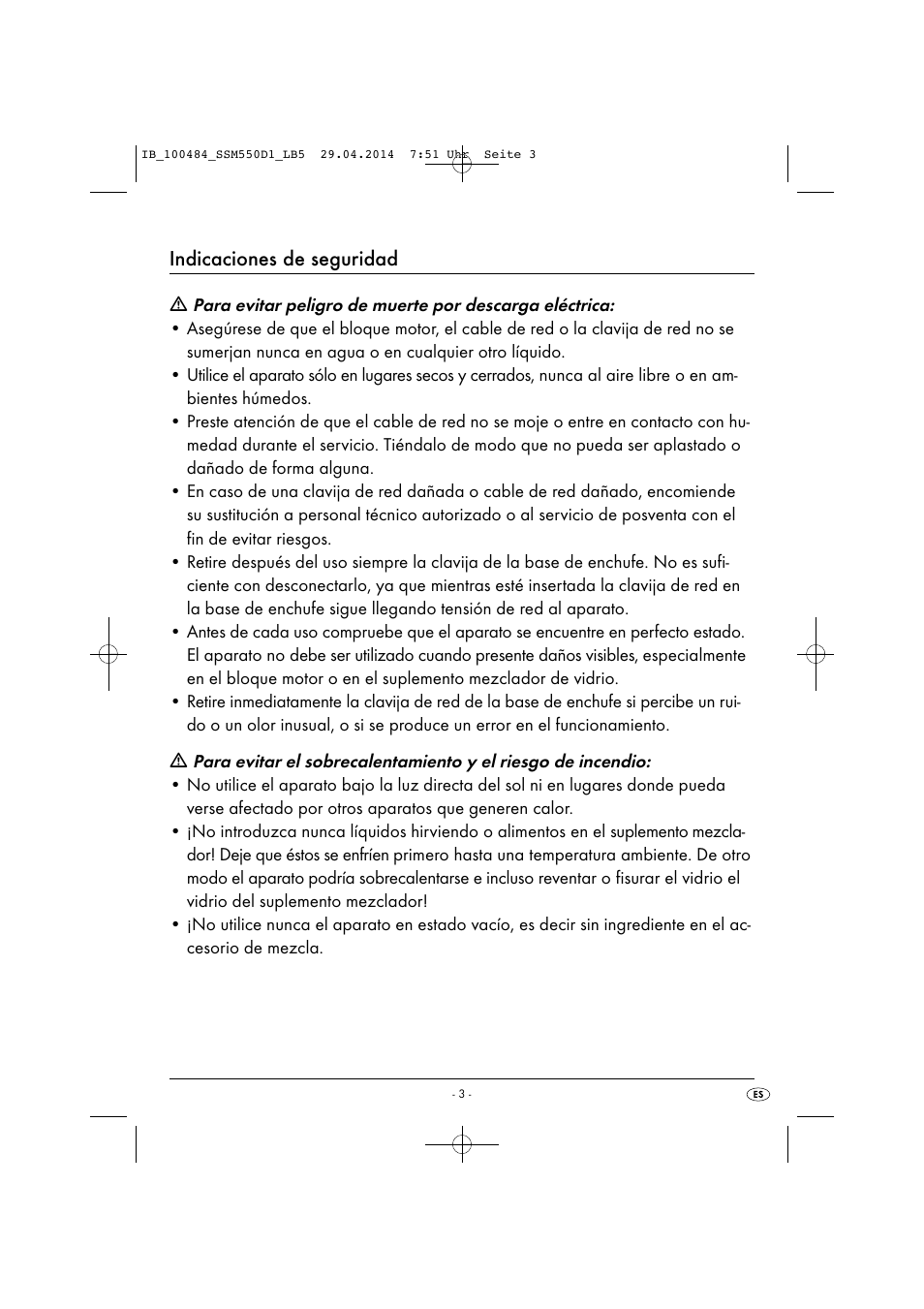 Indicaciones de seguridad | Silvercrest SSM 550 D1 User Manual | Page 6 / 63