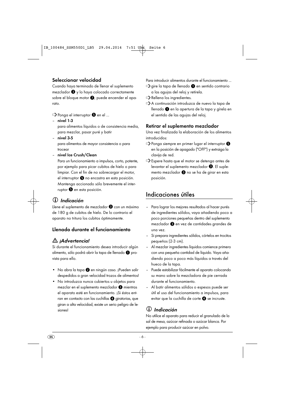 Indicaciones útiles | Silvercrest SSM 550 D1 User Manual | Page 9 / 63