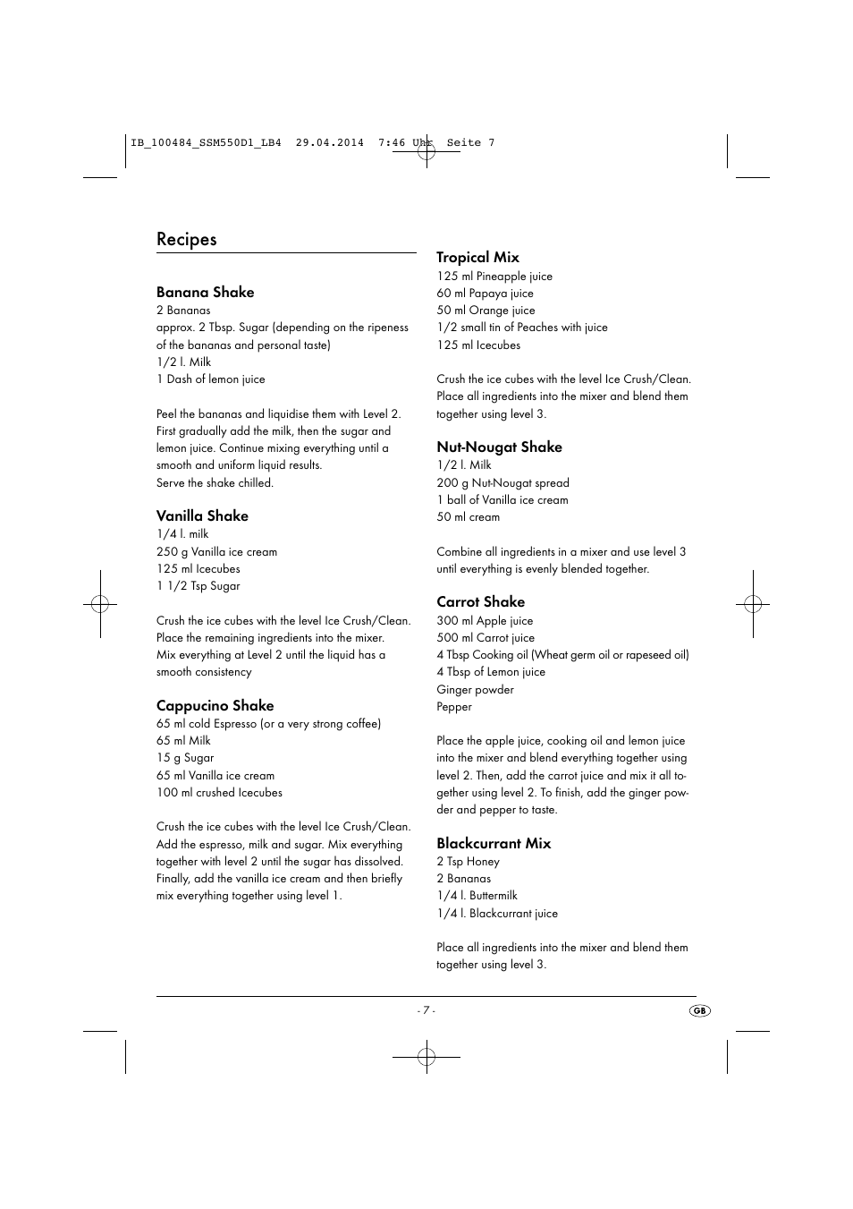 Recipes | Silvercrest SSM 550 D1 User Manual | Page 10 / 87