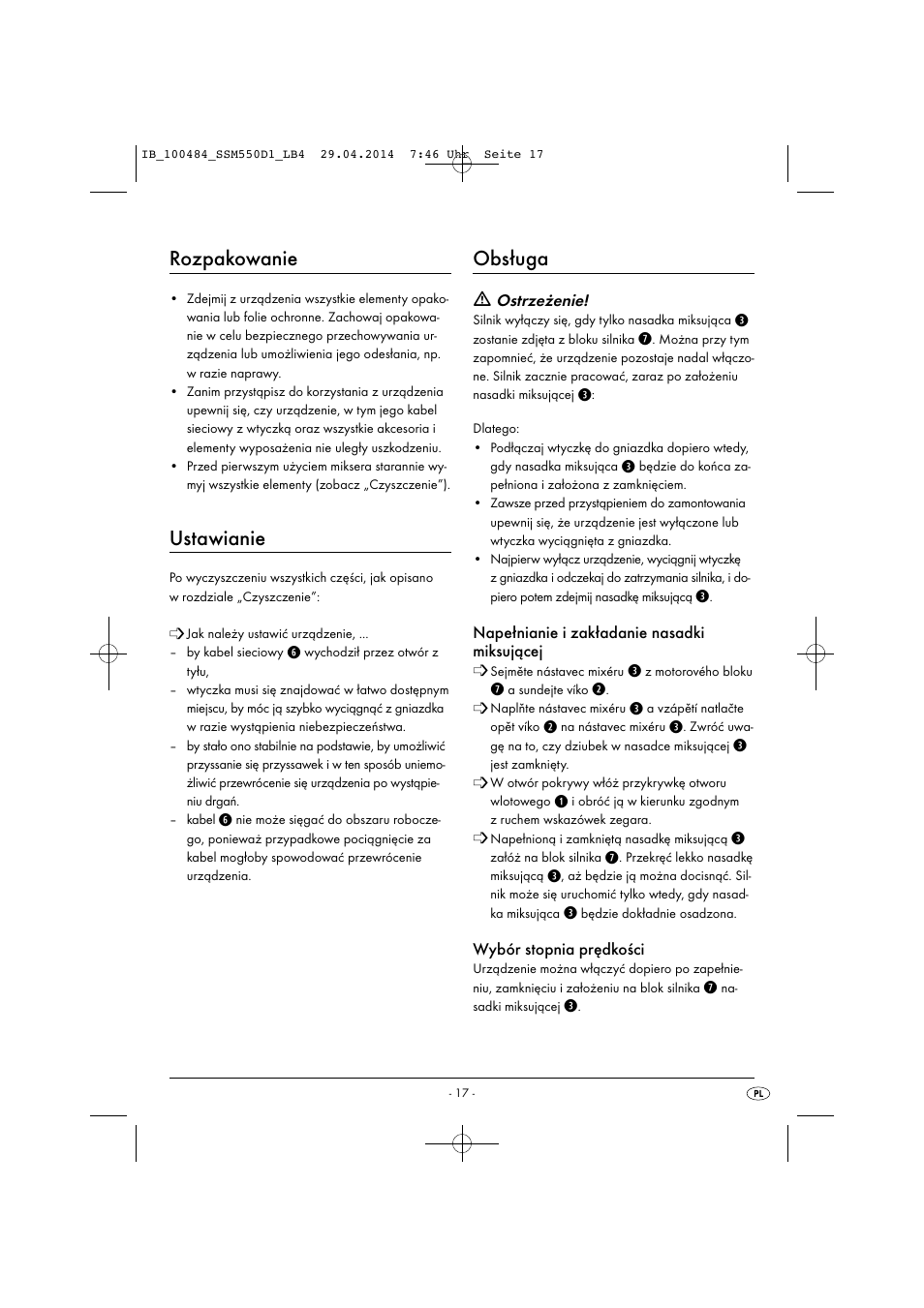 Rozpakowanie, Ustawianie, Obsługa | Silvercrest SSM 550 D1 User Manual | Page 20 / 87