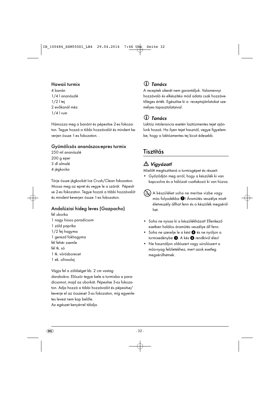 Tisztítás | Silvercrest SSM 550 D1 User Manual | Page 35 / 87