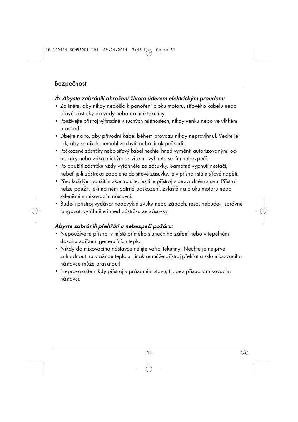 Bezpečnost | Silvercrest SSM 550 D1 User Manual | Page 54 / 87