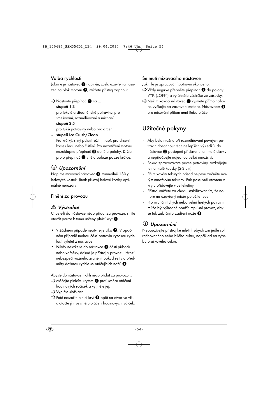 Užitečné pokyny | Silvercrest SSM 550 D1 User Manual | Page 57 / 87