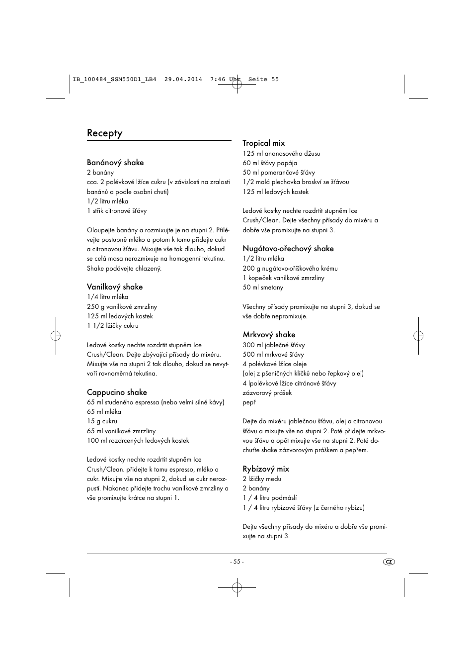 Recepty | Silvercrest SSM 550 D1 User Manual | Page 58 / 87