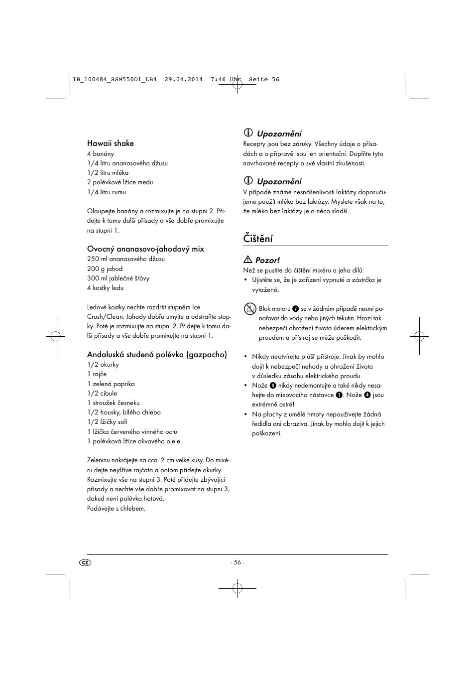 Čištění | Silvercrest SSM 550 D1 User Manual | Page 59 / 87