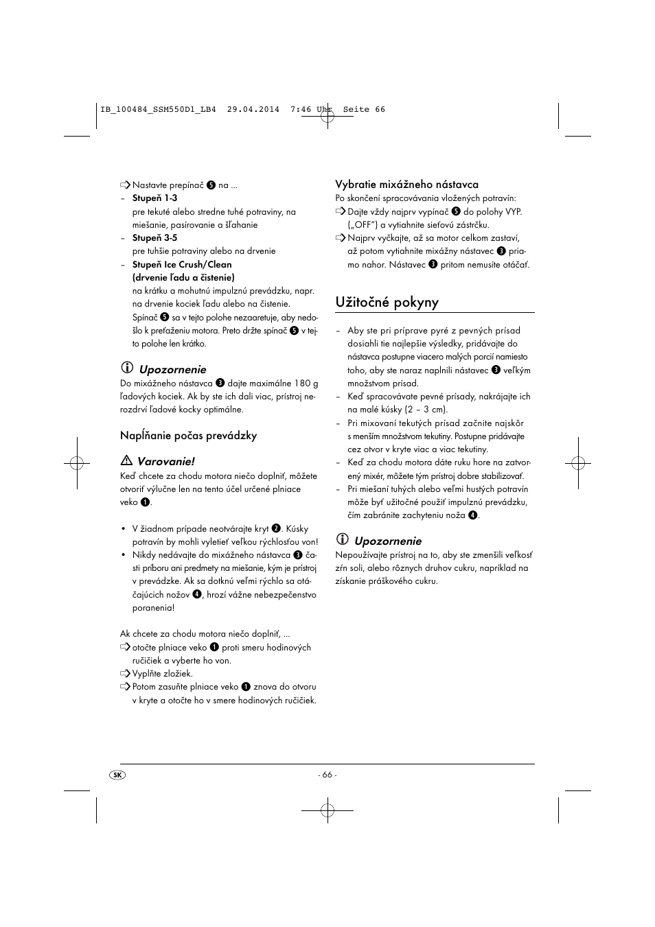 Užitočné pokyny | Silvercrest SSM 550 D1 User Manual | Page 69 / 87