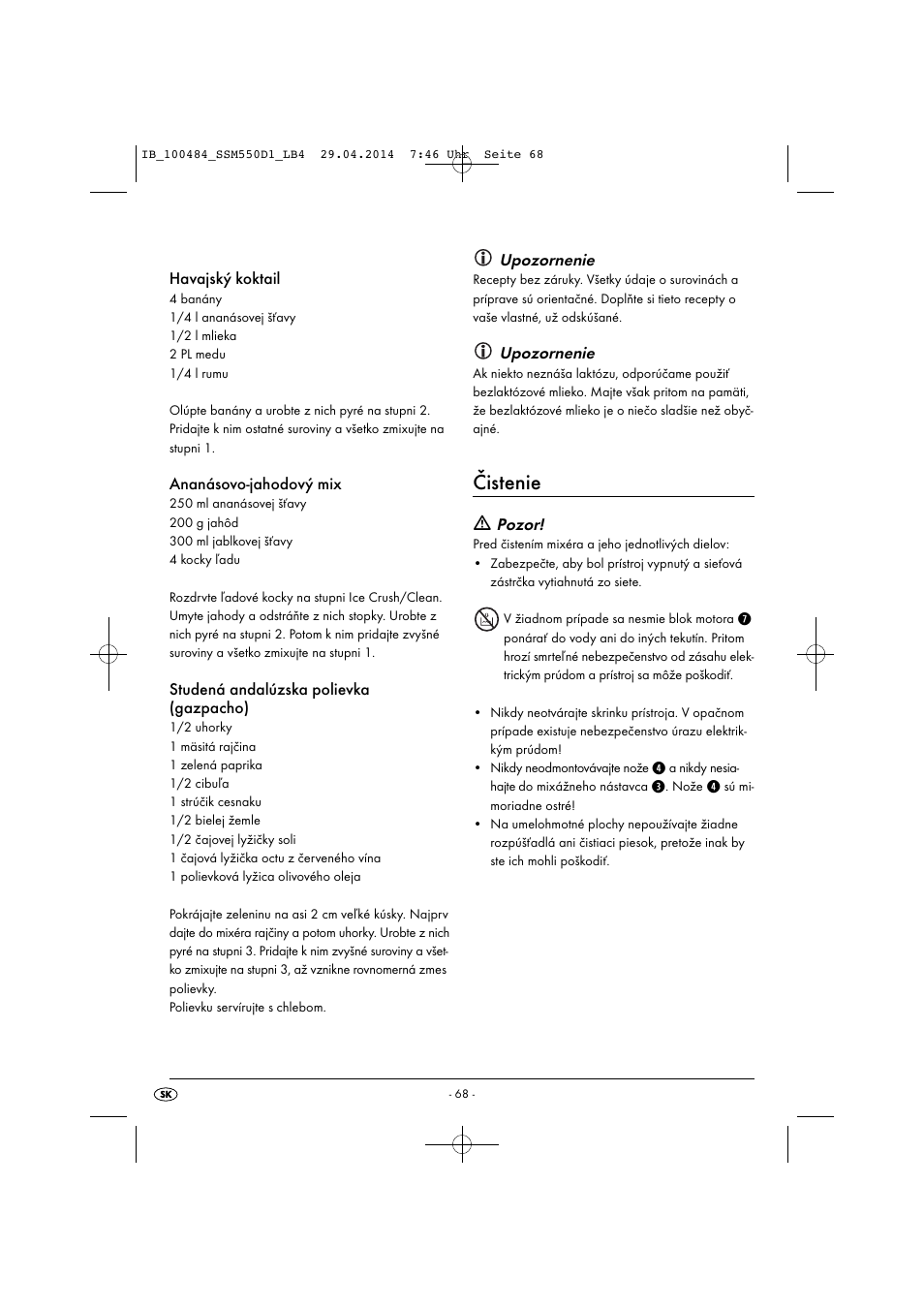 Čistenie | Silvercrest SSM 550 D1 User Manual | Page 71 / 87