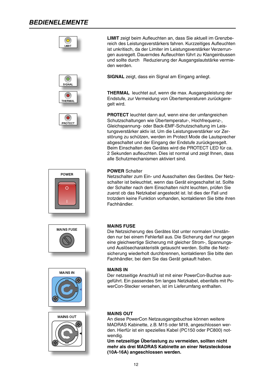 Bedienelemente | Dynacord M 15 User Manual | Page 12 / 24