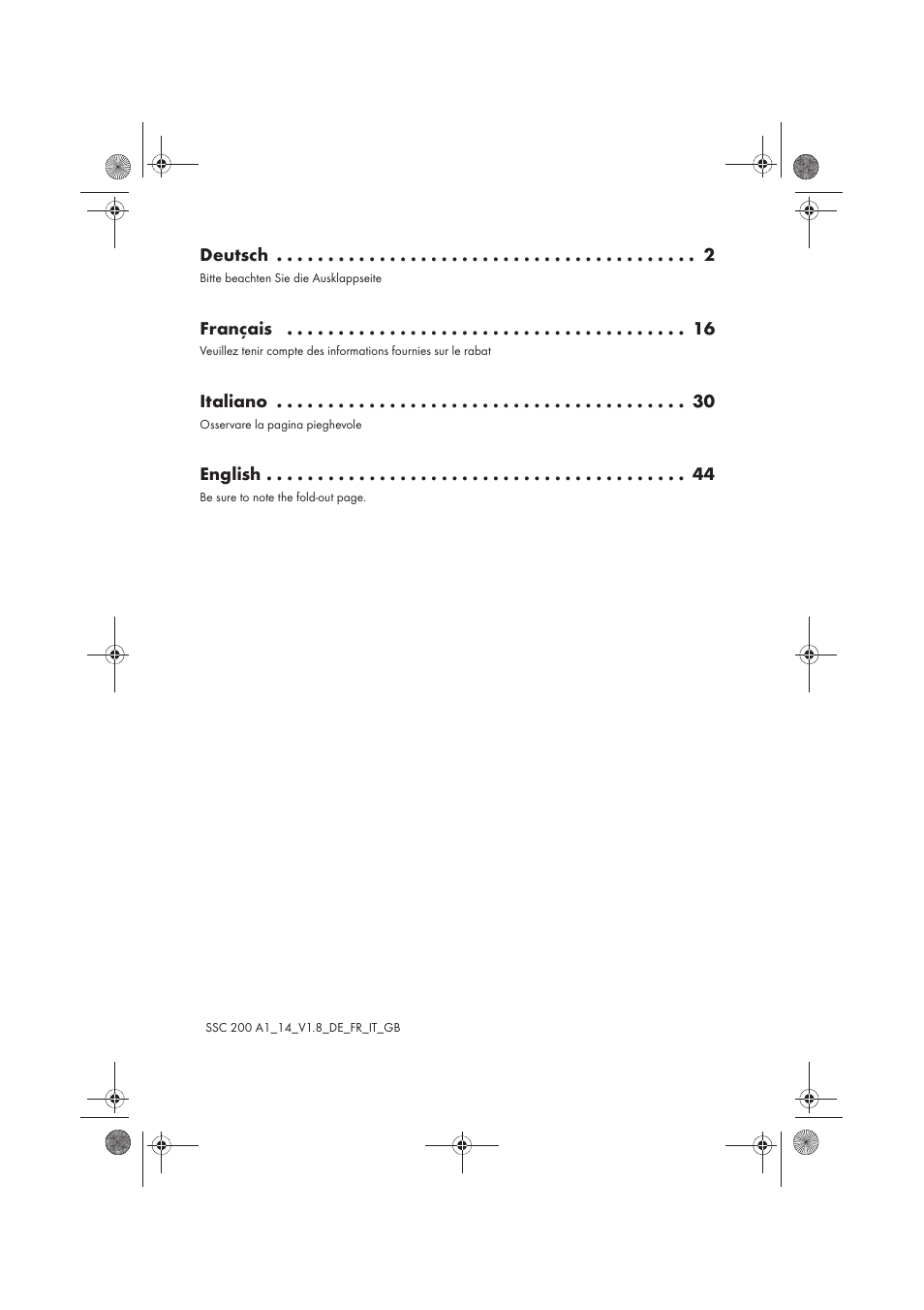 Deutsch, Français, Italiano | English | Silvercrest SSC 200 A1 User Manual | Page 2 / 58