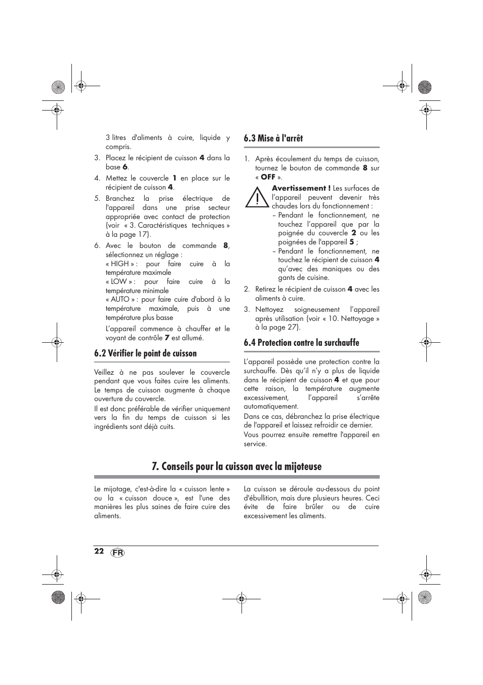 Conseils pour la cuisson avec la mijoteuse, 2 vérifier le point de cuisson, 3 mise à l'arrêt | 4 protection contre la surchauffe | Silvercrest SSC 200 A1 User Manual | Page 24 / 58