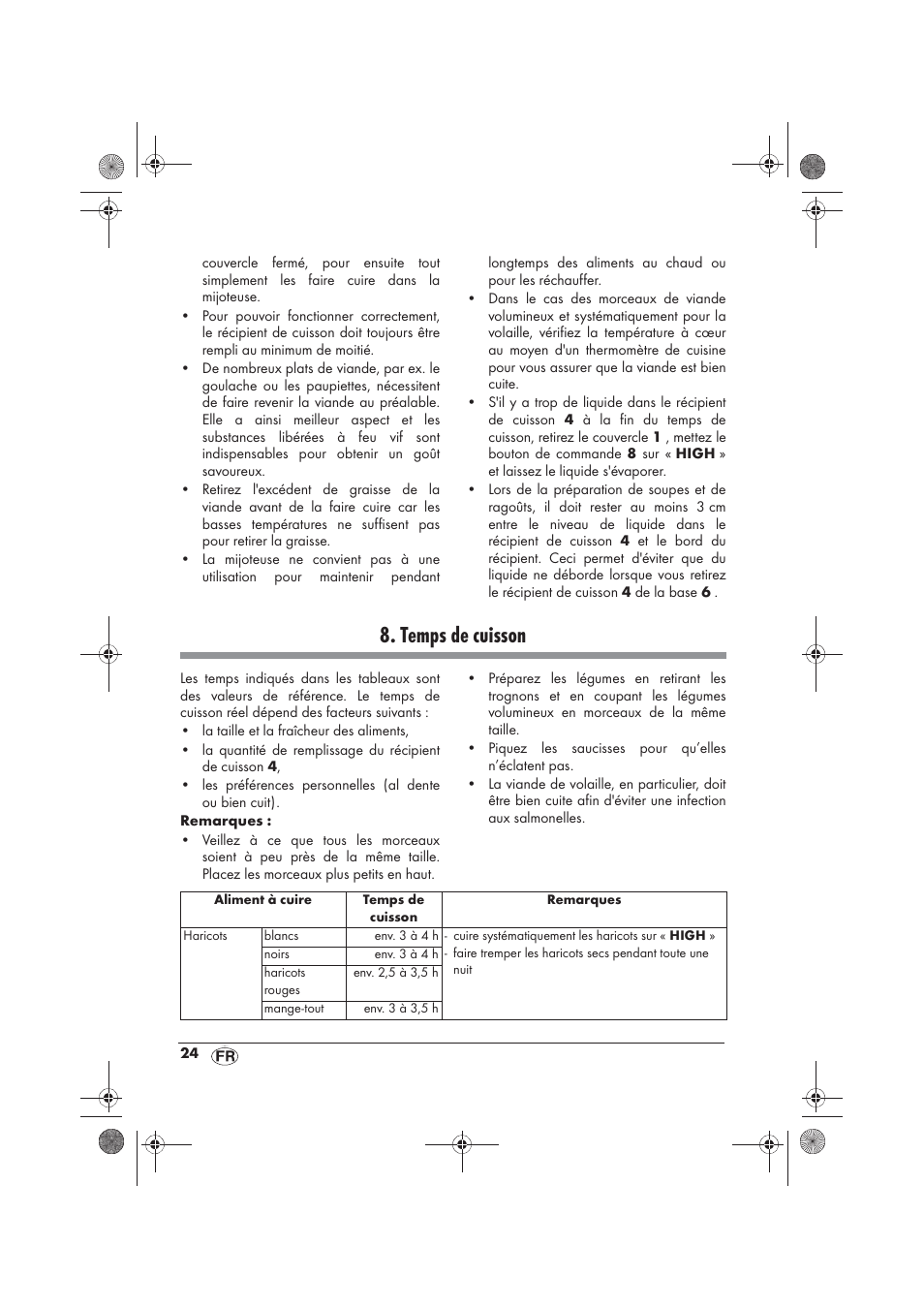 Temps de cuisson | Silvercrest SSC 200 A1 User Manual | Page 26 / 58