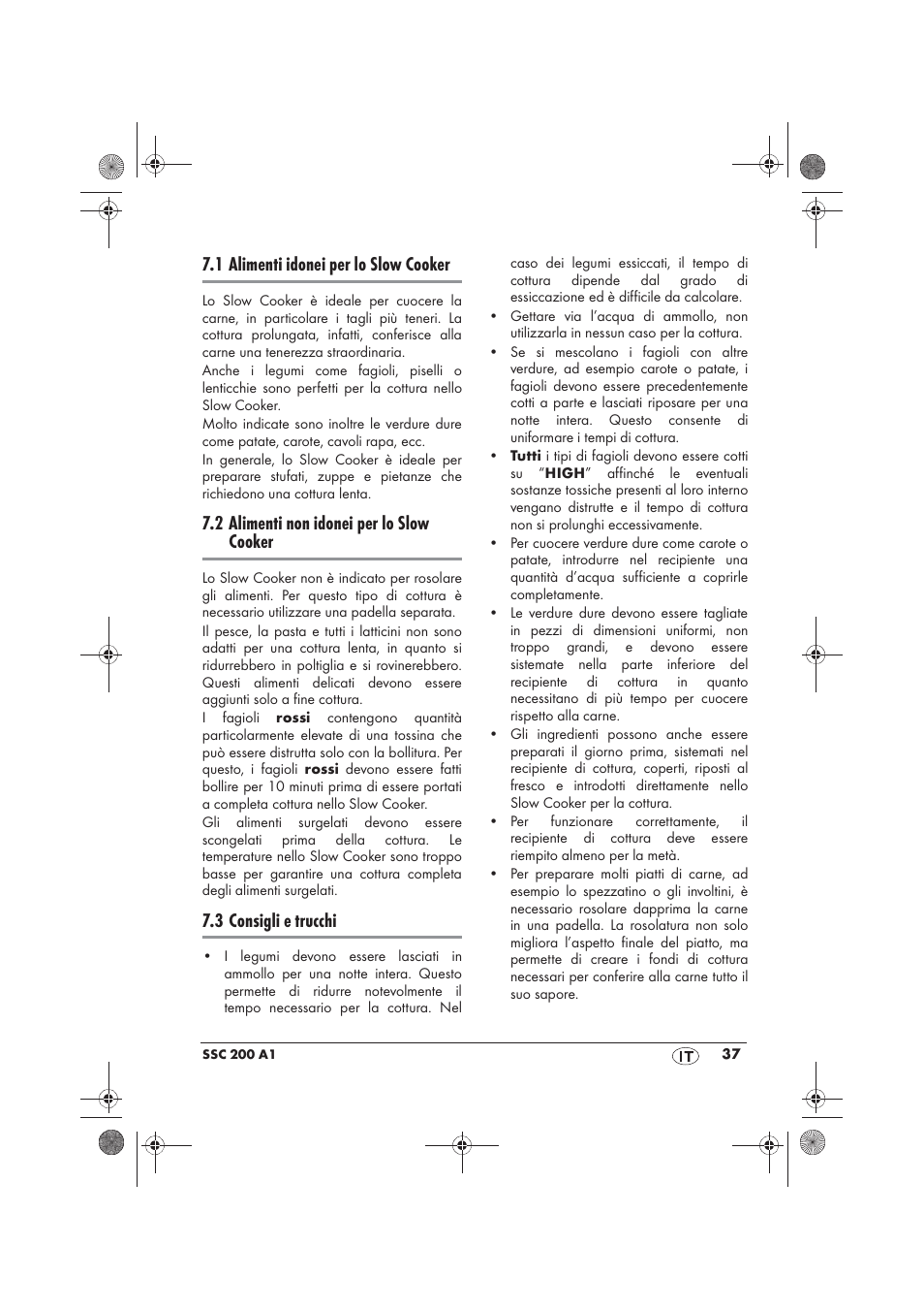 1 alimenti idonei per lo slow cooker, 2 alimenti non idonei per lo slow cooker, 3 consigli e trucchi | Silvercrest SSC 200 A1 User Manual | Page 39 / 58