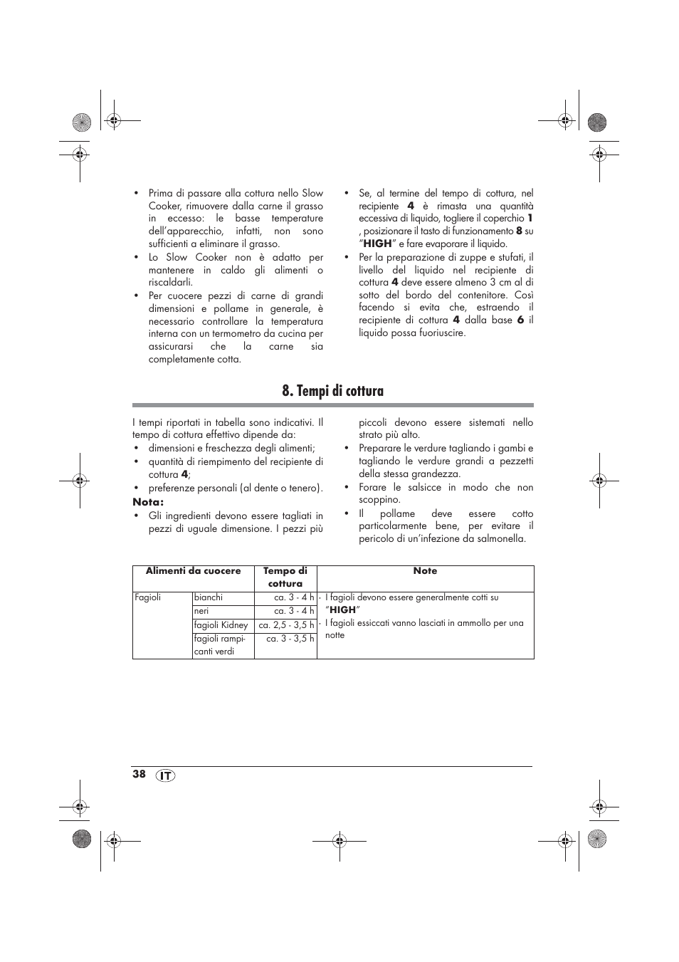 Tempi di cottura | Silvercrest SSC 200 A1 User Manual | Page 40 / 58
