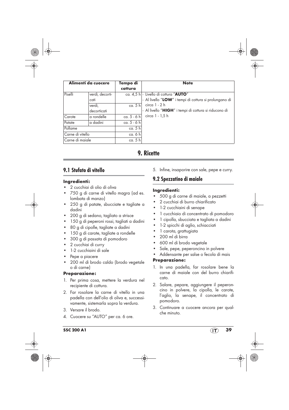 Ricette, 1 stufato di vitello, 2 spezzatino di maiale | Silvercrest SSC 200 A1 User Manual | Page 41 / 58