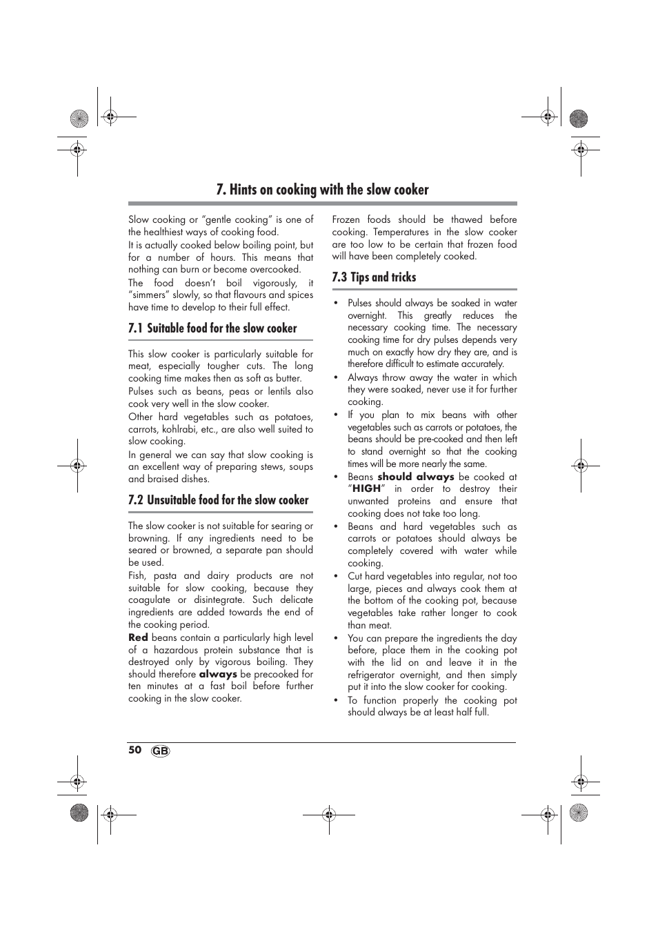 Hints on cooking with the slow cooker, 1 suitable food for the slow cooker, 2 unsuitable food for the slow cooker | 3 tips and tricks | Silvercrest SSC 200 A1 User Manual | Page 52 / 58