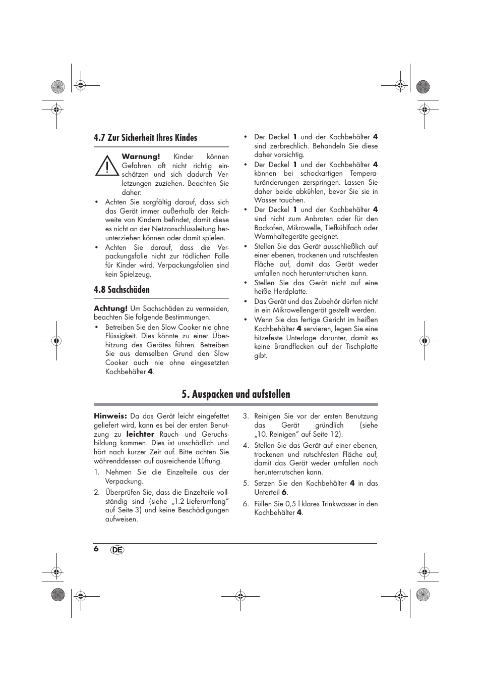 Auspacken und aufstellen, 7 zur sicherheit ihres kindes, 8 sachschäden | Silvercrest SSC 200 A1 User Manual | Page 8 / 58