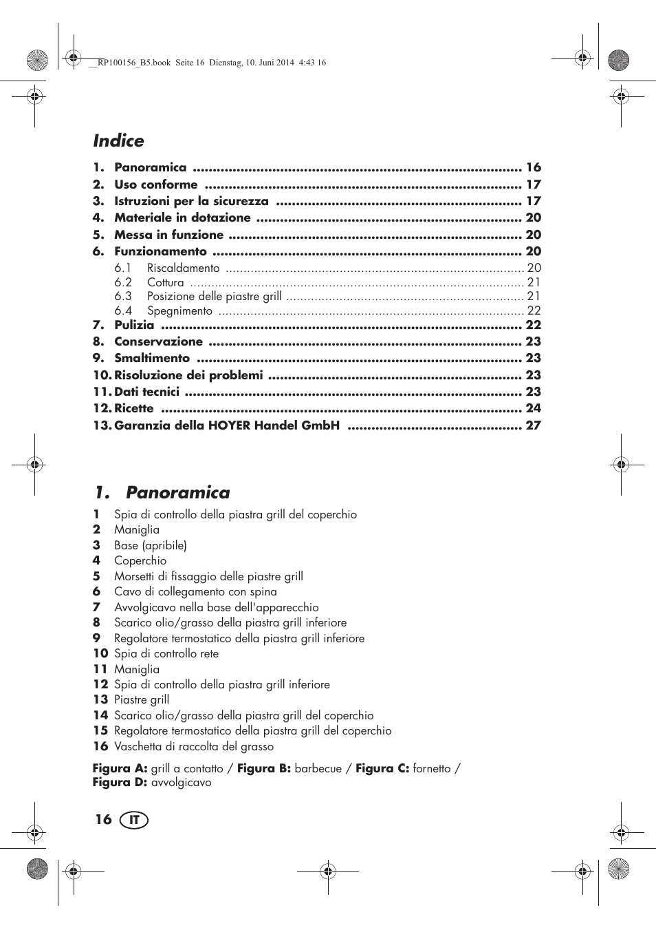 Indice, Panoramica | Silvercrest SKG 1700 A2 User Manual | Page 18 / 76