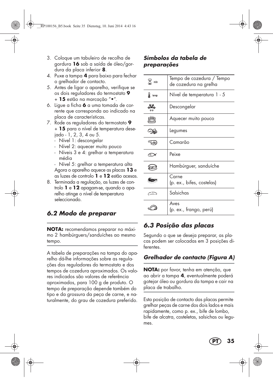 2 modo de preparar, 3 posição das placas | Silvercrest SKG 1700 A2 User Manual | Page 37 / 76