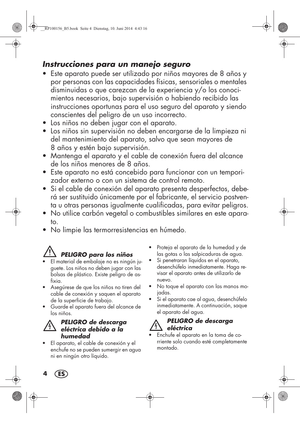 Instrucciones para un manejo seguro | Silvercrest SKG 1700 A2 User Manual | Page 6 / 76