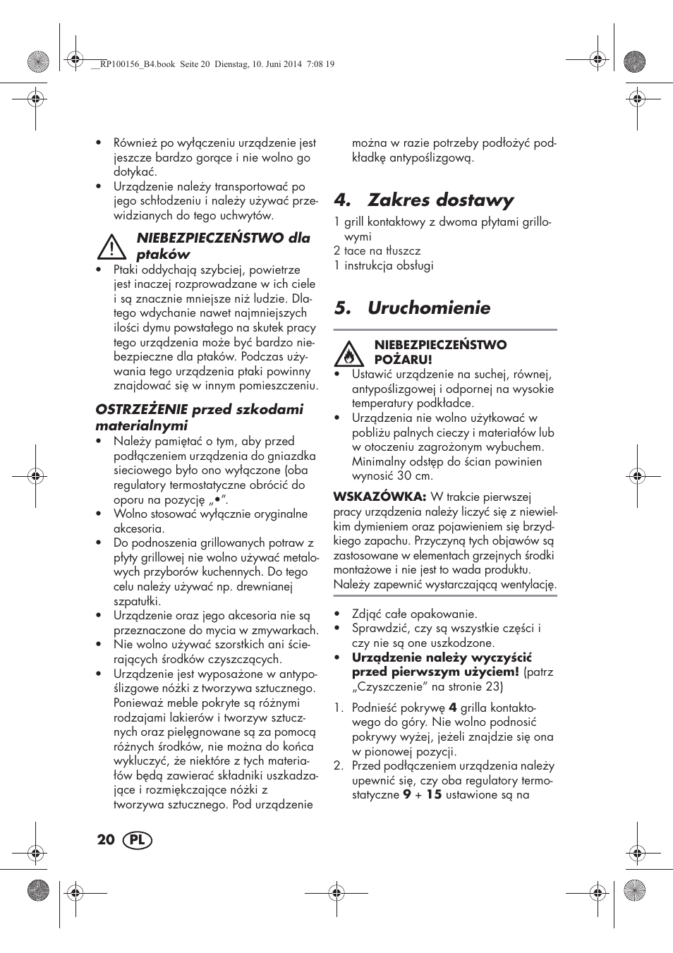Zakres dostawy, Uruchomienie | Silvercrest SKG 1700 A2 User Manual | Page 22 / 100
