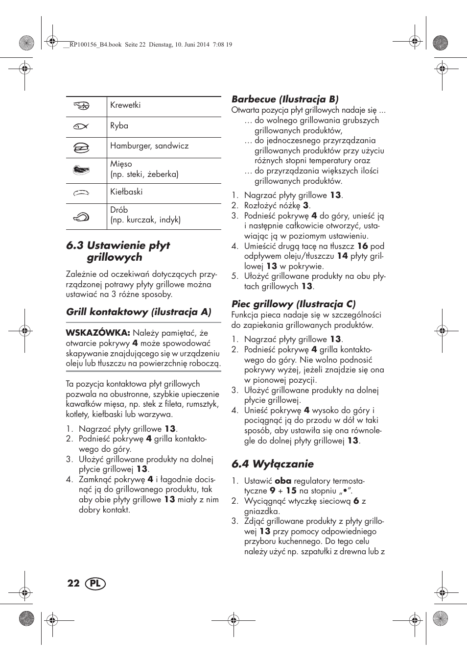3 ustawienie p yt grillowych, 4 wy czanie | Silvercrest SKG 1700 A2 User Manual | Page 24 / 100